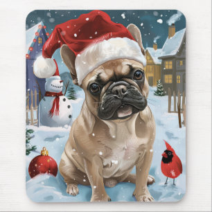 Alfombrilla De Ratón Pascua de Perro Bulldog Francés Invierno Maravilla