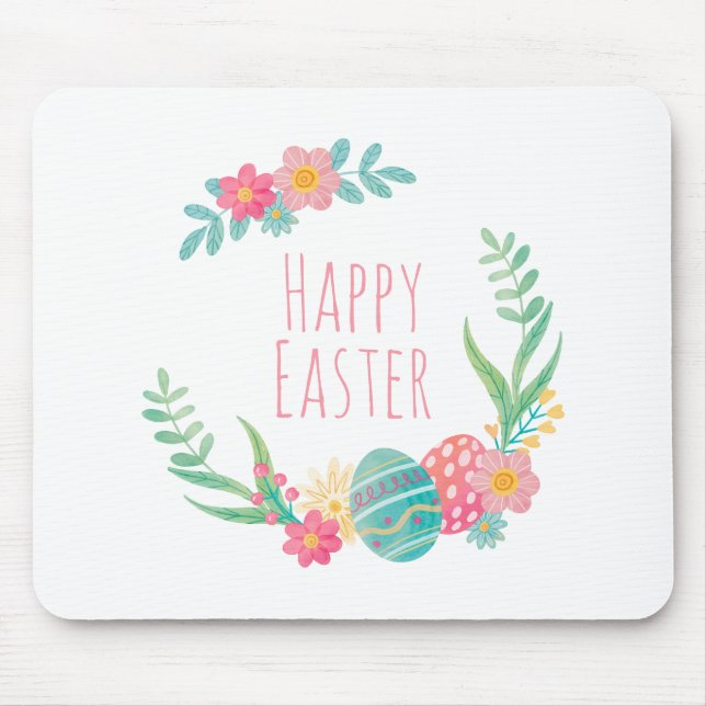 Alfombrilla De Ratón Pascua feliz floral simple el | Mousepad (Frente)