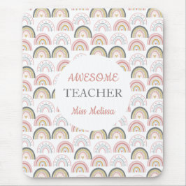 Alfombrilla De Ratón Pastel Arcoiris con patrón cardíaco Impresionante