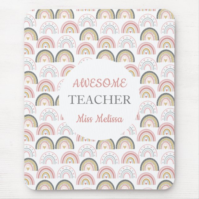 Alfombrilla De Ratón Pastel Arcoiris con patrón cardíaco Impresionante  (Frente)