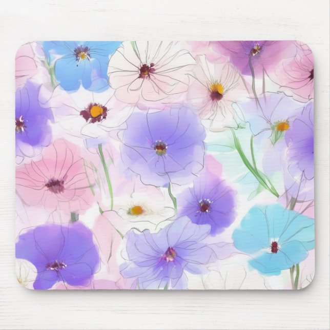 Alfombrilla De Ratón Pastel Bloom Flow Floral Mouse Pad (Frente)