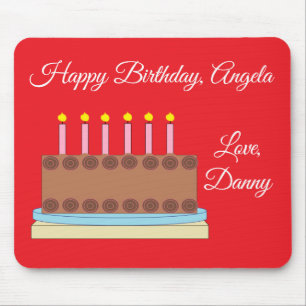 Alfombrilla De Ratón Pastel de chocolate y cumpleaños feliz