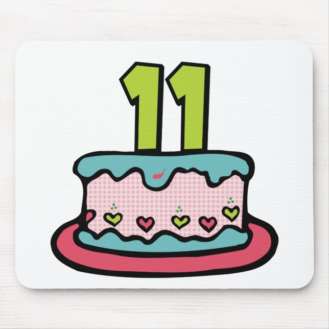 Alfombrilla De Ratón Pastel de cumpleaños de 11 años (Frente)