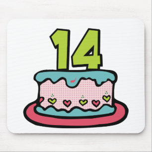 Alfombrilla De Ratón Pastel de cumpleaños de 14 años