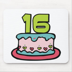 Alfombrilla De Ratón Pastel de cumpleaños de 16 años