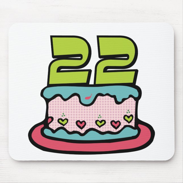 Alfombrilla De Ratón Pastel de cumpleaños de 22 años (Frente)