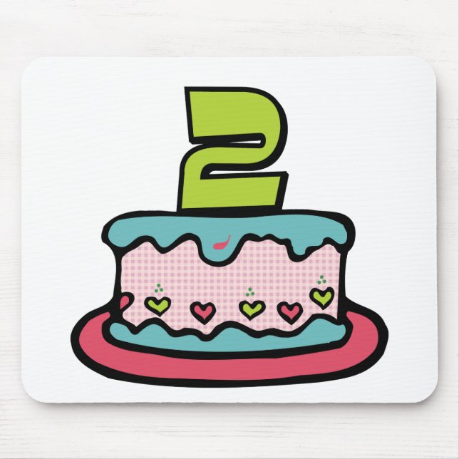 Alfombrilla De Ratón Pastel de cumpleaños de 2 años (Frente)