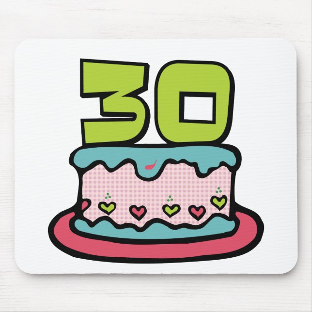 Alfombrilla De Ratón Pastel de cumpleaños de 30 años (Frente)