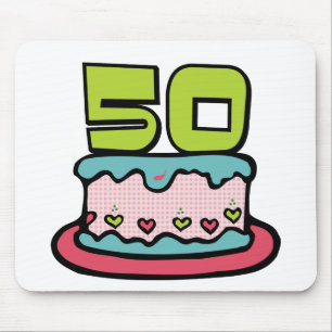 Alfombrilla De Ratón Pastel de cumpleaños de 50 años