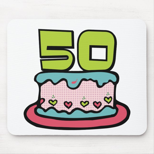 Alfombrilla De Ratón Pastel de cumpleaños de 50 años (Frente)