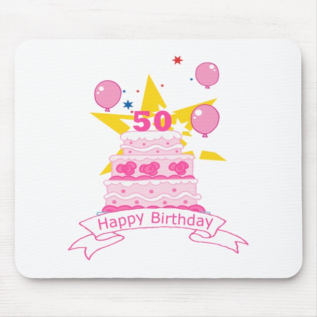 Alfombrilla De Ratón Pastel de cumpleaños de 50 años (Frente)