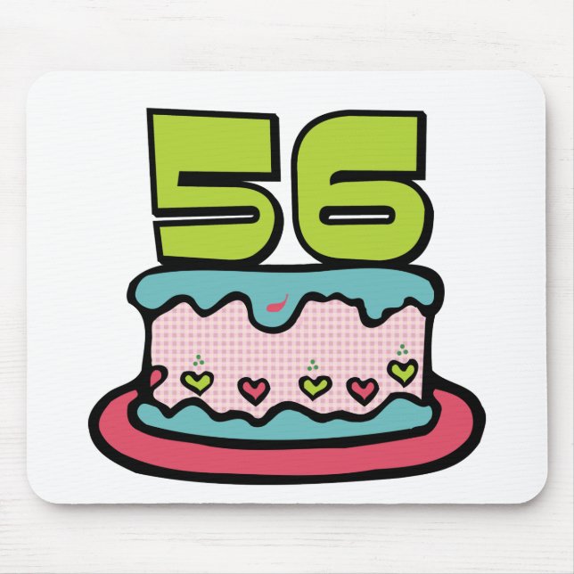 Alfombrilla De Ratón Pastel de cumpleaños de 56 años (Frente)
