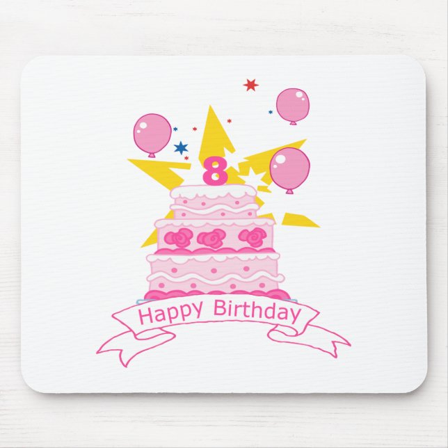 Alfombrilla De Ratón Pastel de cumpleaños de 8 años (Frente)