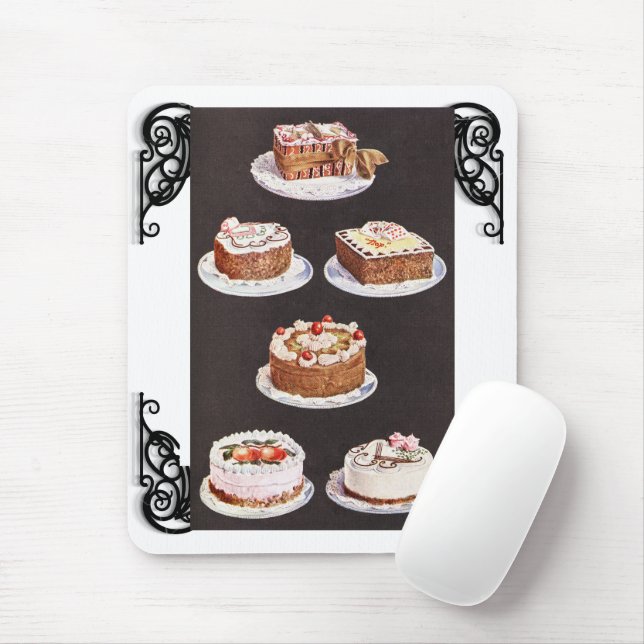 Alfombrilla De Ratón Pastel de postre de época helado retro (Con ratón)