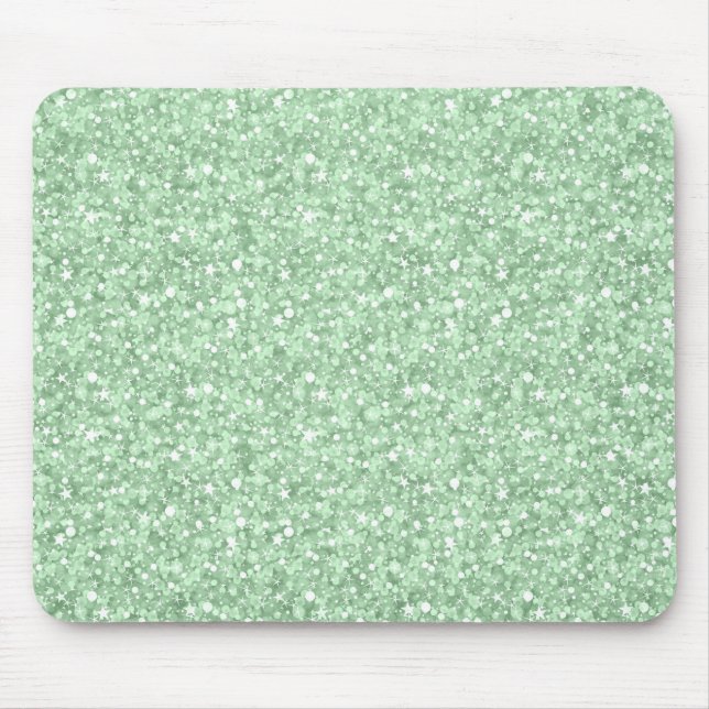Alfombrilla De Ratón Pastel Green Faux Disco Purpurina & Sparkles (Frente)