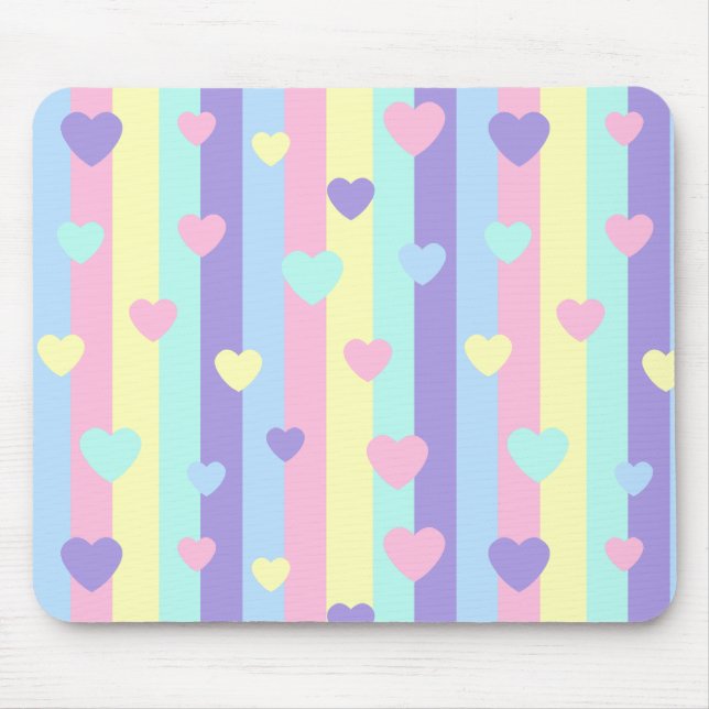 Alfombrilla De Ratón  Pastel Rainbow Hearts (Frente)