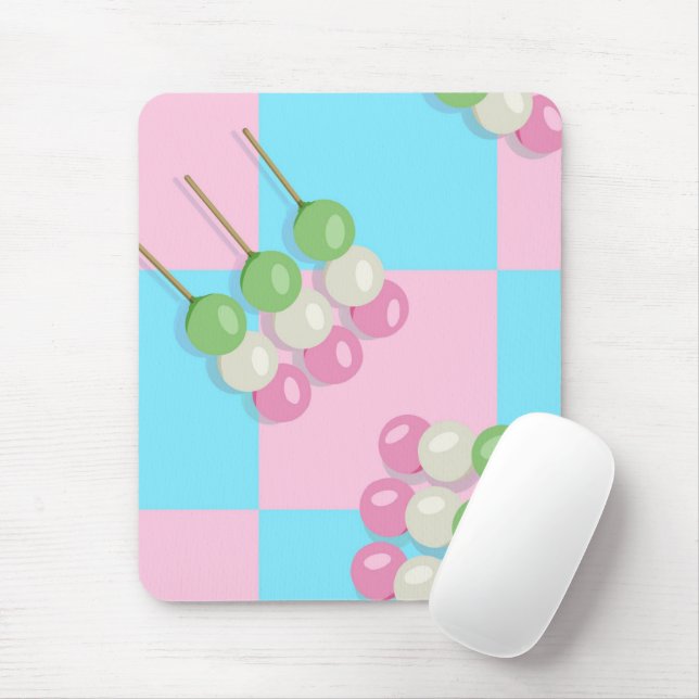 Alfombrilla De Ratón Pastel rosa azul de ladrido Dango Mousepad (Con ratón)