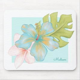 Alfombrilla De Ratón Pastel Tropical Floral Bouquet con su nombre