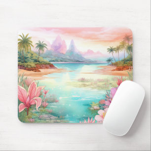 Alfombrilla De Ratón Pastel Tropical Island Beach Sunset