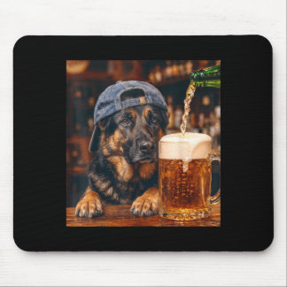 Alfombrilla De Ratón Pastor Alemán Bebiendo Cerveza Perro Divertido Mem