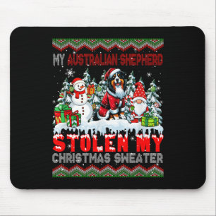 Alfombrilla De Ratón Pastor australiano Navidades robados Sweater Santa