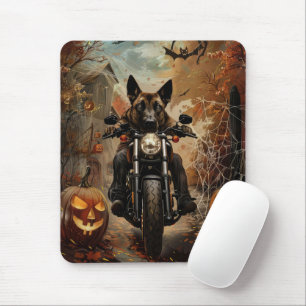 Alfombrilla De Ratón Pastor de Anatolia montando motocicleta en Hallowe
