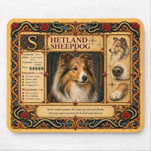Alfombrilla De Ratón Pastor de Shetland, Arte de Bestiario Medieval