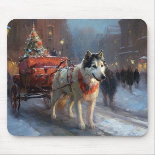 Alfombrilla De Ratón Pastoreo de Navidad del Malamute de Alaska