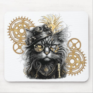 Alfombrilla De Ratón Patas descaradas El gato funky steampunk 