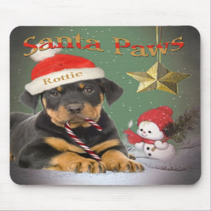 Alfombrilla De Ratón Patas Mousepad de Santa del perrito de Rottweiler