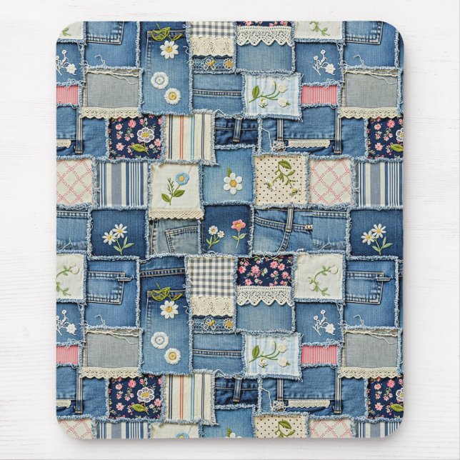 Alfombrilla De Ratón Patchwork Denim (Frente)