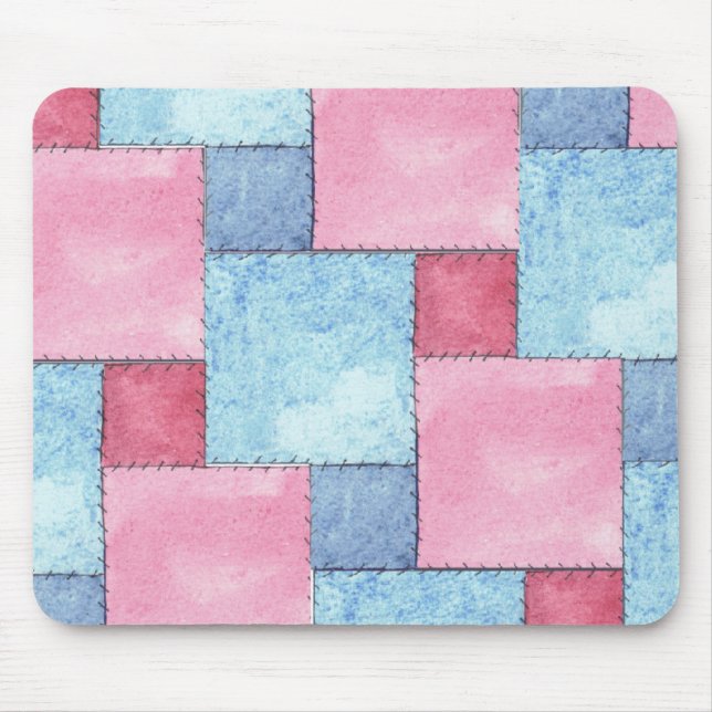 Alfombrilla De Ratón Patchwork Mousepad, Pinks, Blues (Frente)