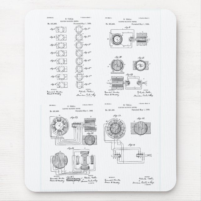 Alfombrilla De Ratón Patente US381968 p 1-4 del motor del Elecro-Imán (Frente)