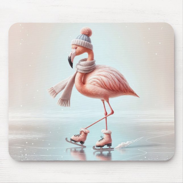 Alfombrilla De Ratón Patinaje De Hielo Rosado Flamingo (Frente)