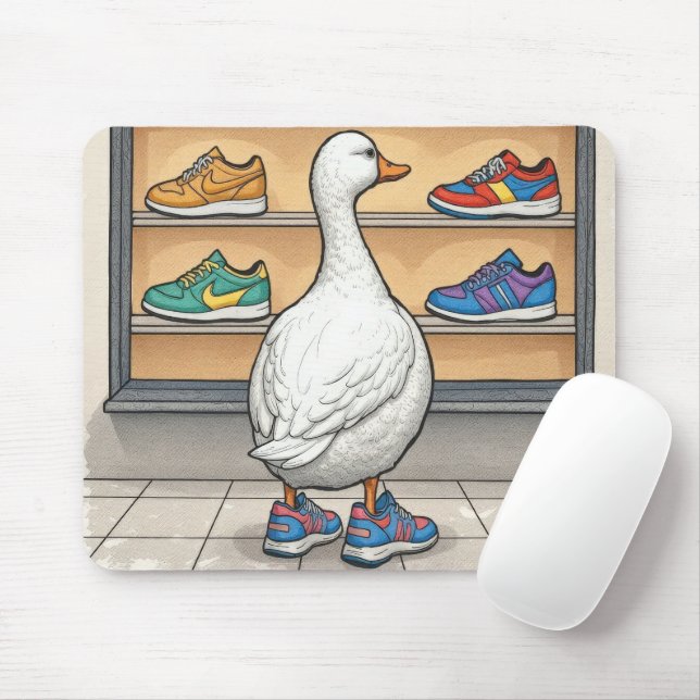 Alfombrilla De Ratón Pato Blanco Comprando Zapatillas (Con ratón)
