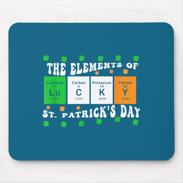 Alfombrilla De Ratón Patricks Day Funny Elements Of Lucky Periodic Tabl (Frente)