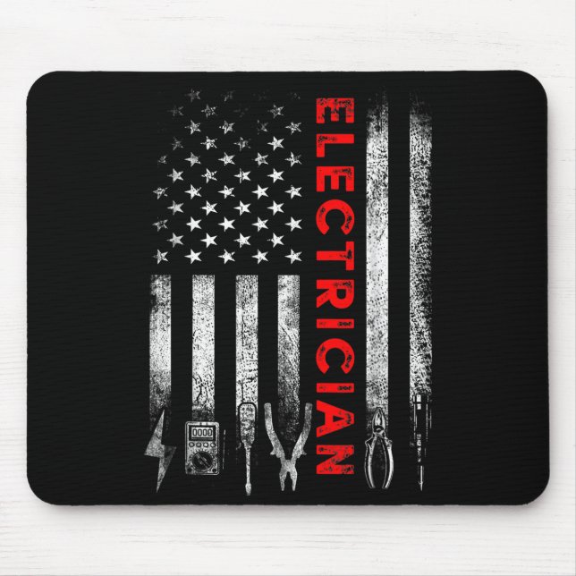 Alfombrilla De Ratón Patriotic Electrician American Flag Fathers Day  (Frente)