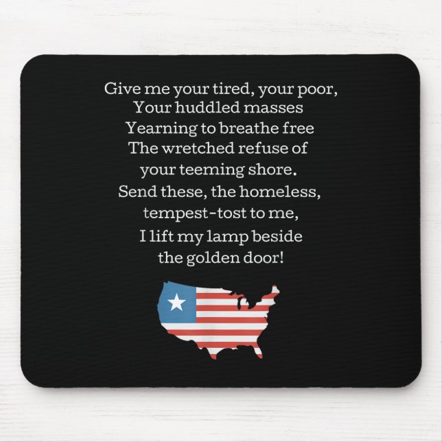 Alfombrilla De Ratón Patriotic New Colossus Emma Lazarus Quote Usa Gift (Frente)