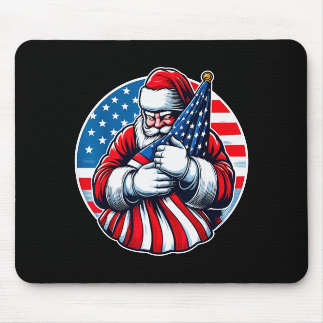 Alfombrilla De Ratón Patriotic Santa Claus For Men Women Usa Flag Chris (Frente)