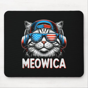 Alfombrilla De Ratón Patriótica Meowica 4 De Julio Cat Bandera Estadoun