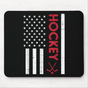 Alfombrilla De Ratón Patriótico de la bandera estadounidense del hockey