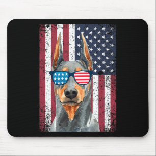 Alfombrilla De Ratón Patriótico Doberman Pinscher 4 De Julio Eeuu Ameri