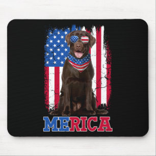 Alfombrilla De Ratón Patriótico Labrador 4 De Julio Ee.Uu. Choco Patrió