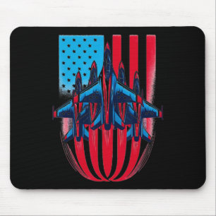 Alfombrilla De Ratón Patriótico Rojo Azul Blanco Ee.Uu. Luchador Jets 4