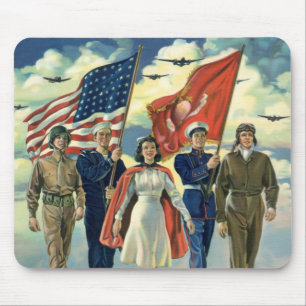 Alfombrilla De Ratón Patriótico Vintage, Heros del Orgulloso Personal M