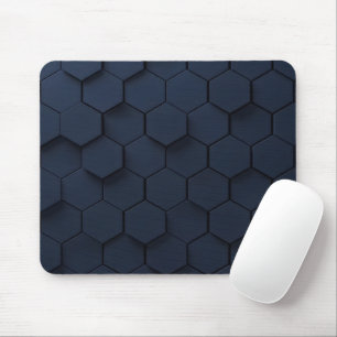 Alfombrilla De Ratón Patrón 3D de Hexágono Azul Marino Moderno