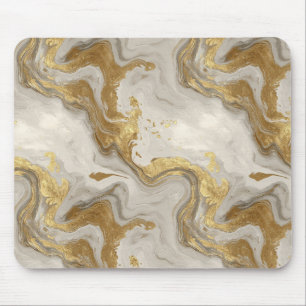 Alfombrilla De Ratón Patrón abstracto de mármol dorado blanco de lujo