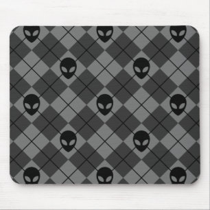Alfombrilla De Ratón Patrón Argyle de Alien Negro y Gris