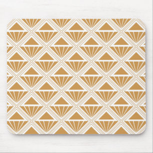 Alfombrilla De Ratón Patrón Art Déco dorado y blanco con rombos