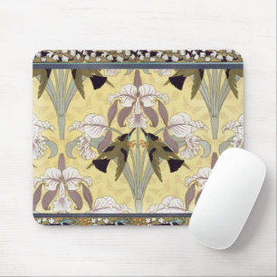 Alfombrilla De Ratón Patrón Art Nouveau de Orquídea Colibrí Vintage